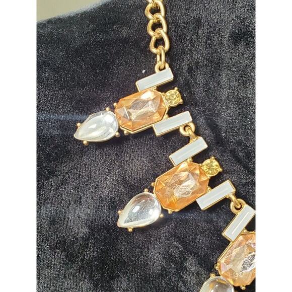 Crystal Art Deco Style Rhinestone Statement Stylish Goldtone Necklace - Picture 3 of 6